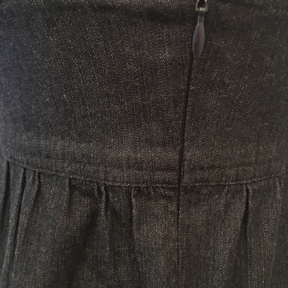 Theory ruffle v neck strappy grey blue jean dress - Picture 7 of 8